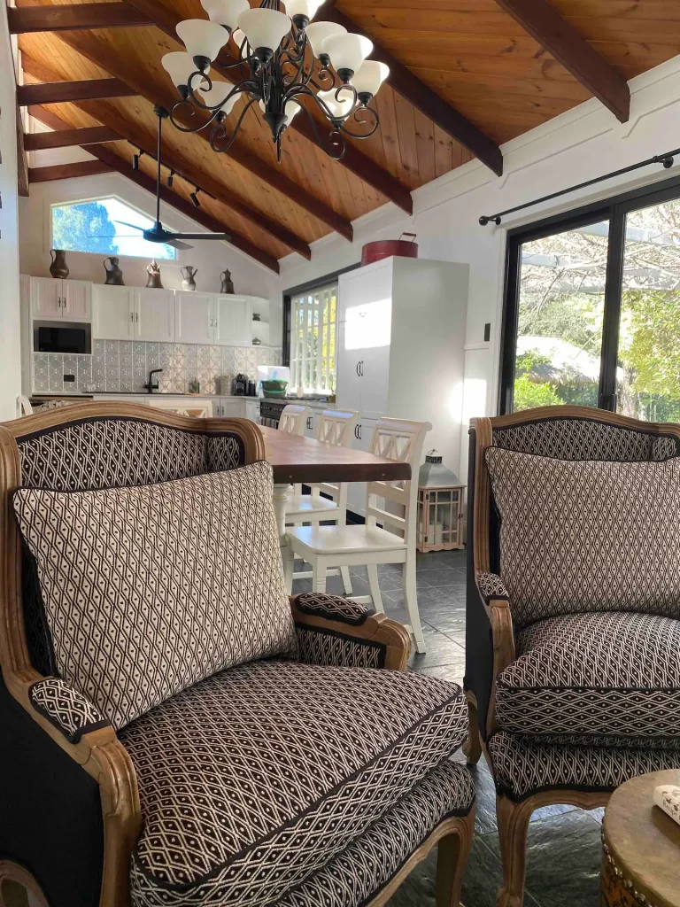 The open-plan lounge and kitchen