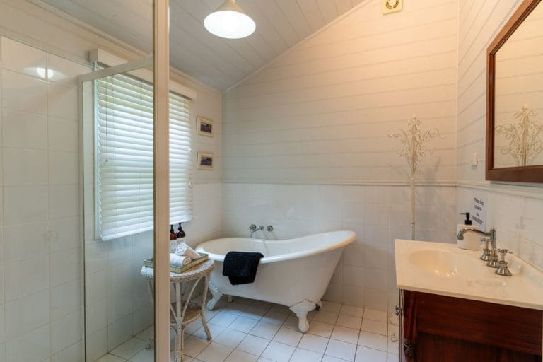 The clawfoot bath in Dovecote Cottage